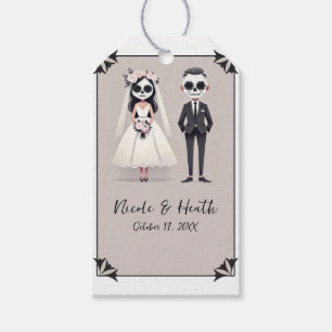Tip Toe Sugar Skull Bride & Groom Engagement Party Gift Tags