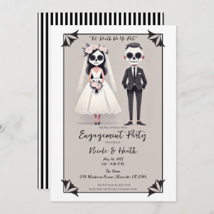 Tip Toe Sugar Skull Bride & Groom Engagement Party Invitation
