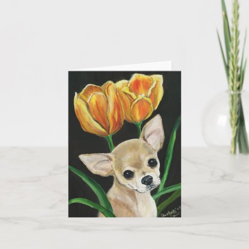 Tip Toeing Thru The Tulips Chihuahua Notecard