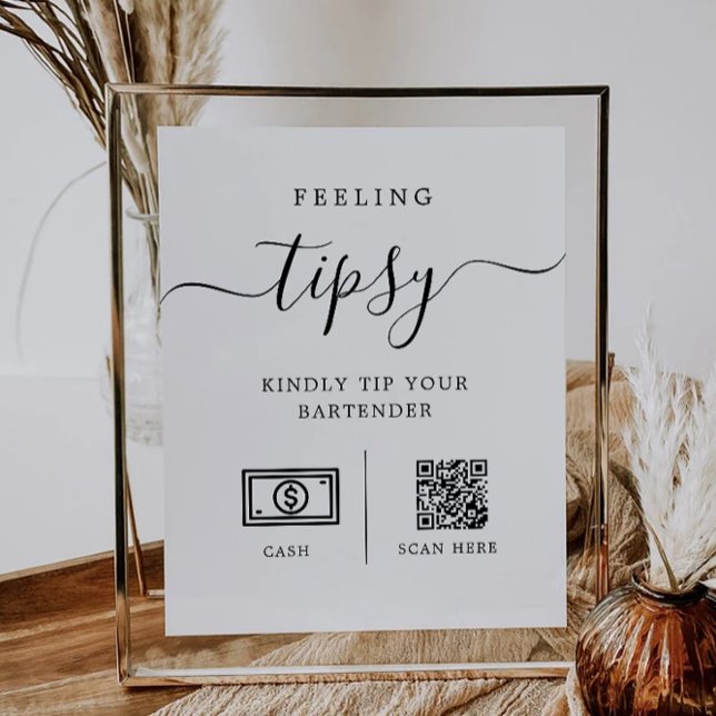 Tip Your Bartender Sign, Wedding Bar Tip Sign Zazzle