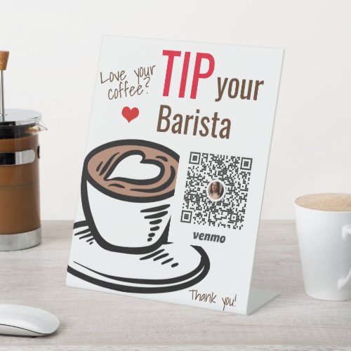 Tip Your Coffee Barista Pedestal Sign