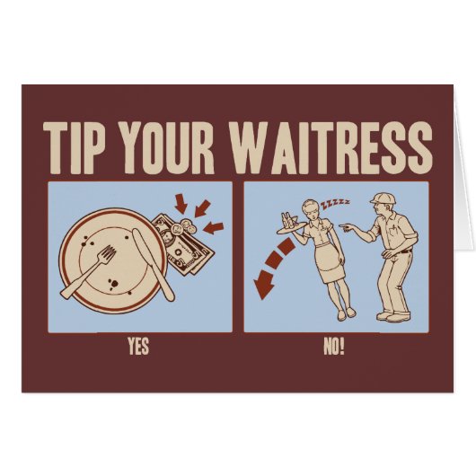 Tip Your Waitress Cards (Front Horizontal)