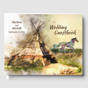 Tipi and Indian Pony Boho Horse Teepee Wedding Guest Book