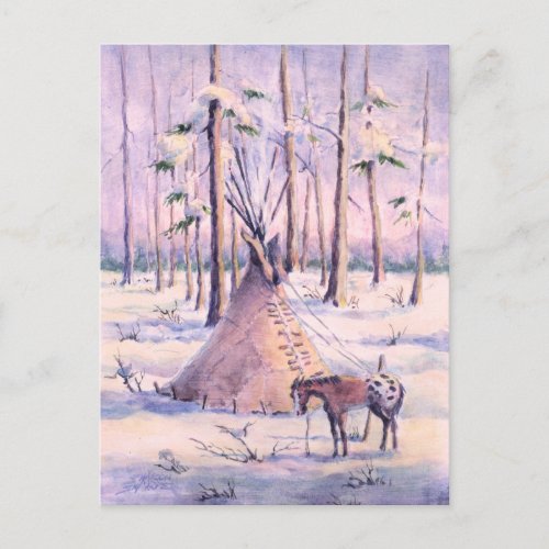 TIPI APPY  SNOW by SHARON SHARPE Postcard