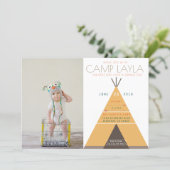 Tipi Camp | First Birthday Photo Invite (Standing Front)