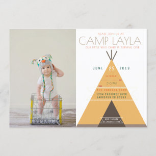 Tipi Camp First Birthday Photo Invite