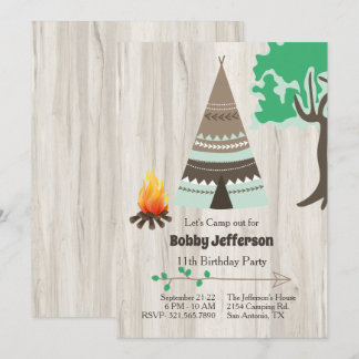 Tipi Camp Out Birthday Party Invitation