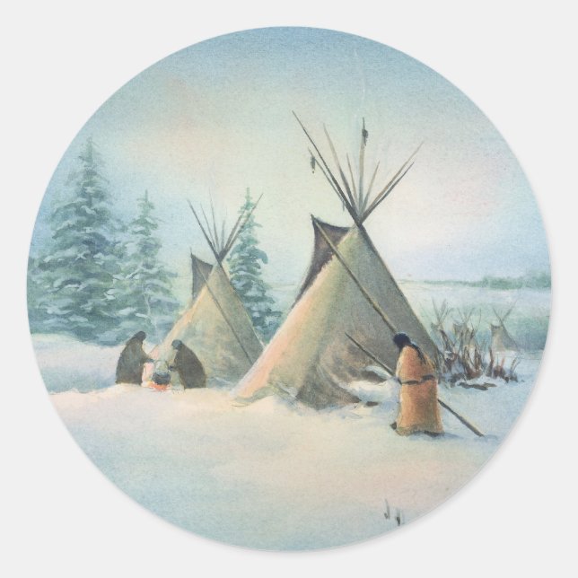 TIPI CAMP SQUAW by SHARON SHARPE Classic Round Sticker (Front)