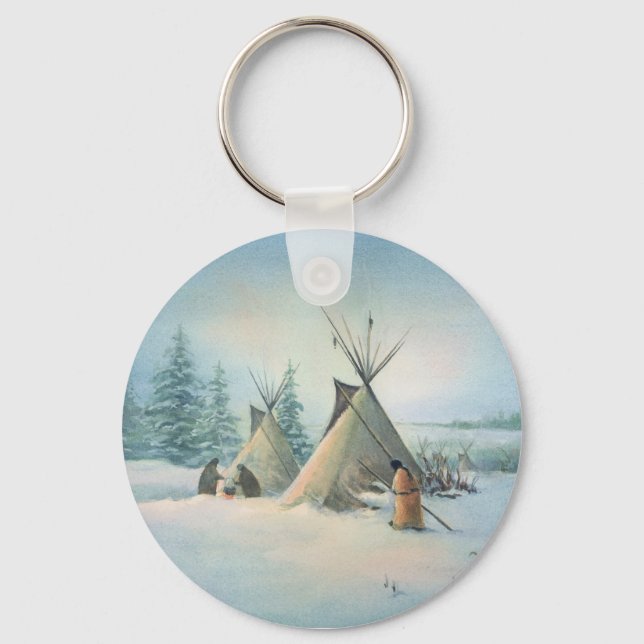 TIPI CAMP SQUAW by SHARON SHARPE Keychain (Front)