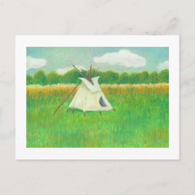 Tipi teepee central Minnesota landscape drawing Postcard (Front)