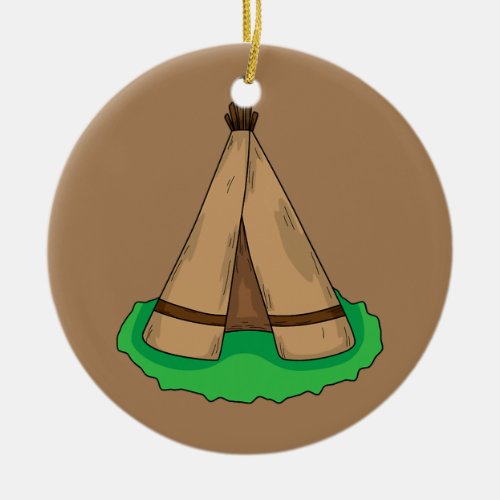 Tipi Teepee Native American Tent Camp Camping Ceramic Ornament