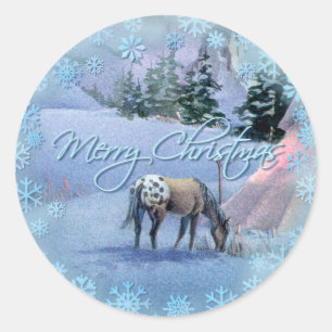 TIPI WINTER APPALOOSA & SNOWFLAKESby SHARON SHARPE Classic Round Sticker