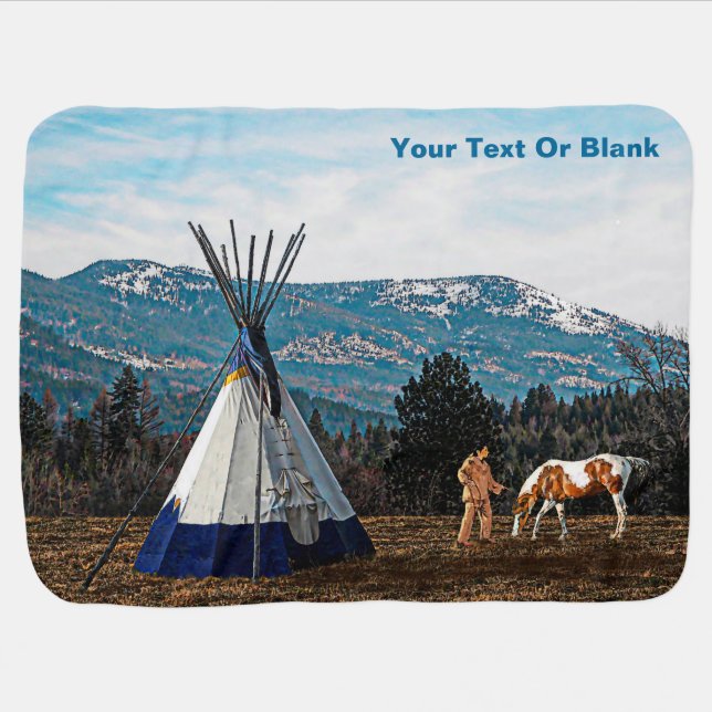 Tipi - Winter Camp Baby Blanket (Horizontal)