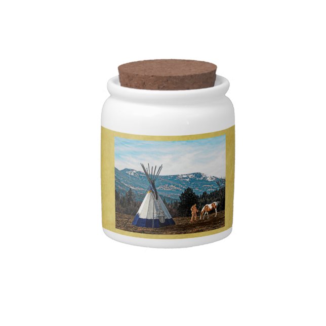 Tipi - Winter Camp Candy Jar (Front)
