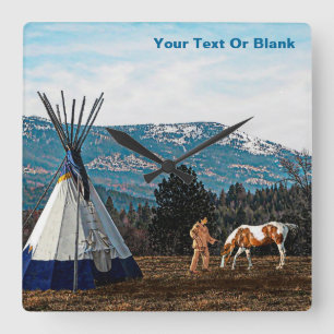 Tipi - Winter Camp Square Wall Clock