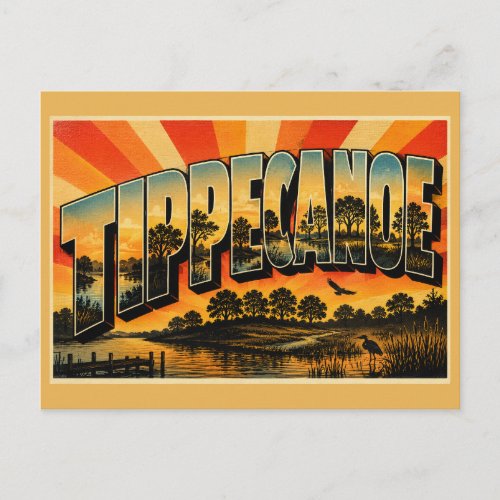 Tippecanoe Indiana Wabash River Woodland Art Postcard