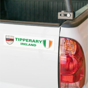 Tipperary Ireland Crest and Irish Flag Bumper Sticker