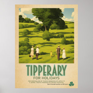 Tipperary Ireland, Retro Irish Travel Advert Poster