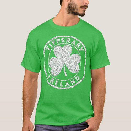 Tipperary Ireland Vintage Shamrock Sign Distress T_Shirt