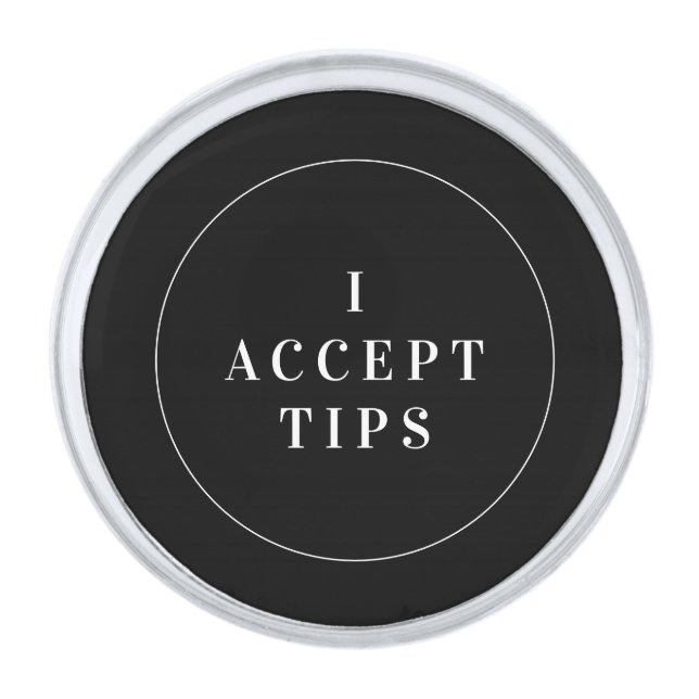 Tipping Lapel Pin Hospitality Uniform Accept Tips (Front)