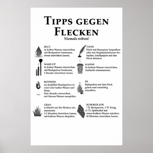 Tipps gegen FleckenWscherei  Poster