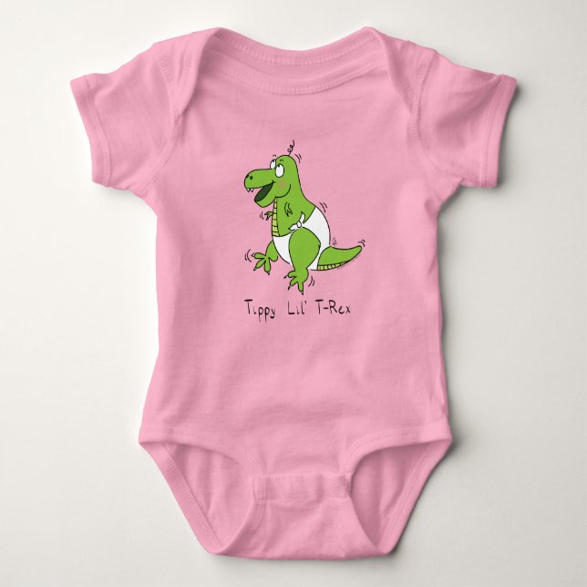 Tippy Lil T-rex Baby Dinosaur Baby Kids Bodysuit (Front)