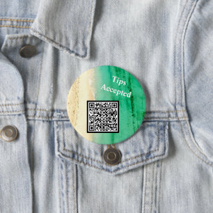 Tips Accepted Custom QR Code Beach Photo Button