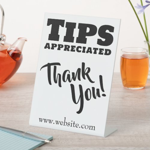Tips Appreciated Cash Gratuities Website Link Pedestal Sign