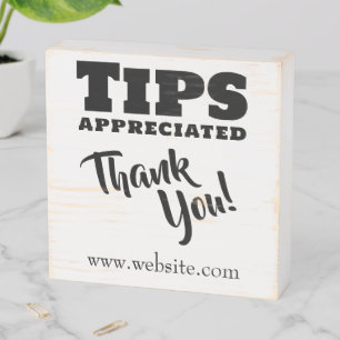 Tips Appreciated Cash Gratuities Website Link Wooden Box Sign