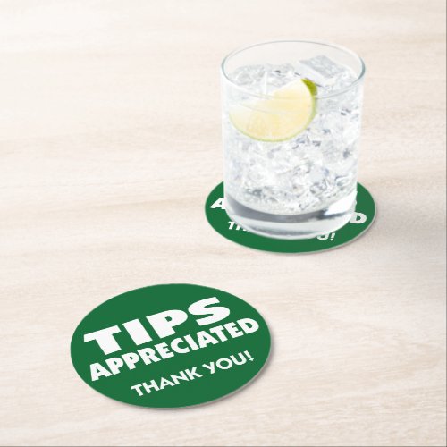 Tips appreciated tipping reminder round paper coaster