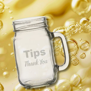 Tips Mason Jar Etched Glassware