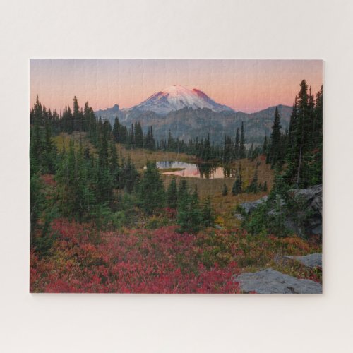 Tipsoo Lake and Mount Rainier Autumn Sunrise Jigsaw Puzzle