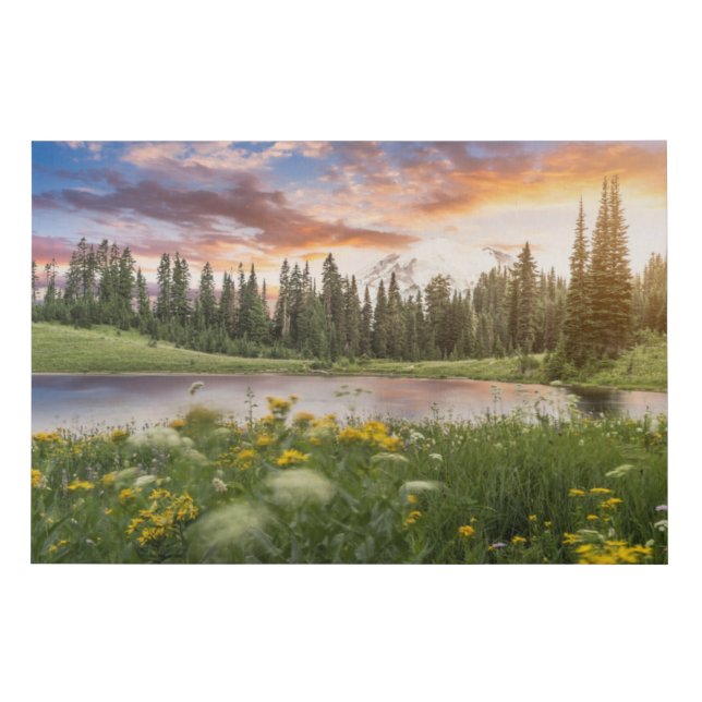 Tipsoo Lake of Mt.Rainier Faux Canvas Print (Front)