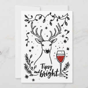 Tipsy and Bright Deer Holiday Card