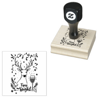Tipsy and Bright Deer  Rubber Stamp