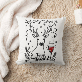 Tipsy and Bright Deer Throw Pillow