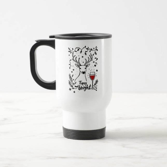 Tipsy and Bright Deer  Travel Mug (Left)
