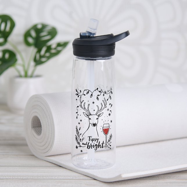 Tipsy and Bright Deer  Water Bottle (Yoga (Rotated))