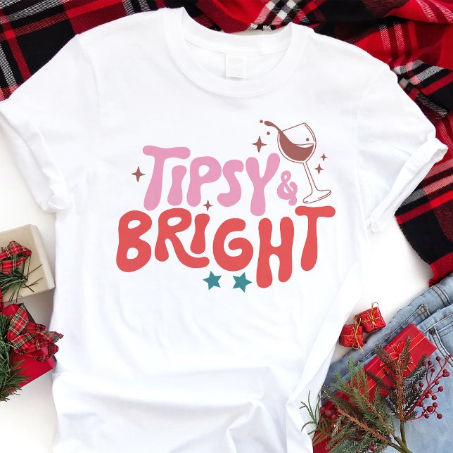 Tipsy and Bright Fun Christmas Holiday Party Tri-Blend Shirt (Creator Uploaded)
