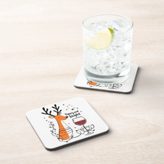 Tipsy and Bright Reindeer  Beverage Coaster