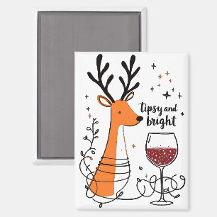 Tipsy and Bright Reindeer Magnet