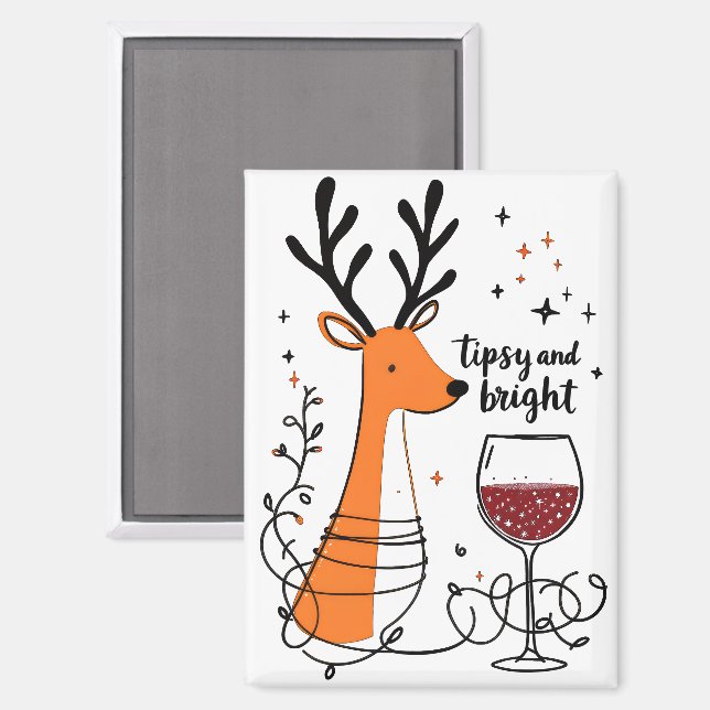 Tipsy and Bright Reindeer  Magnet (Front/Back)