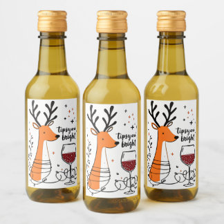 Tipsy and Bright Reindeer  Wine Label