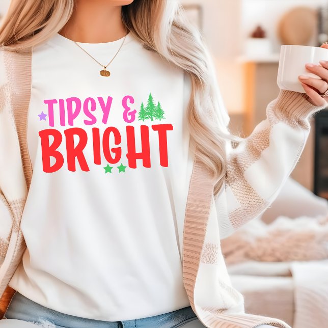 Tipsy & Bright Fun Modern Christmas Tri-Blend Shirt (Creator Uploaded)