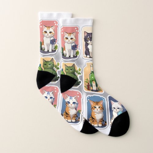 Tipsy Kitties Sticker Pack Socks
