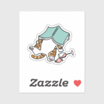 Tipsy Reading Cat with Spilled Wine Sticker