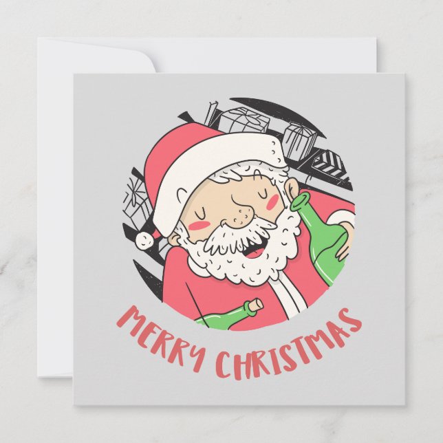 Tipsy Santa Cheer – Merry Christmas Card (Front)
