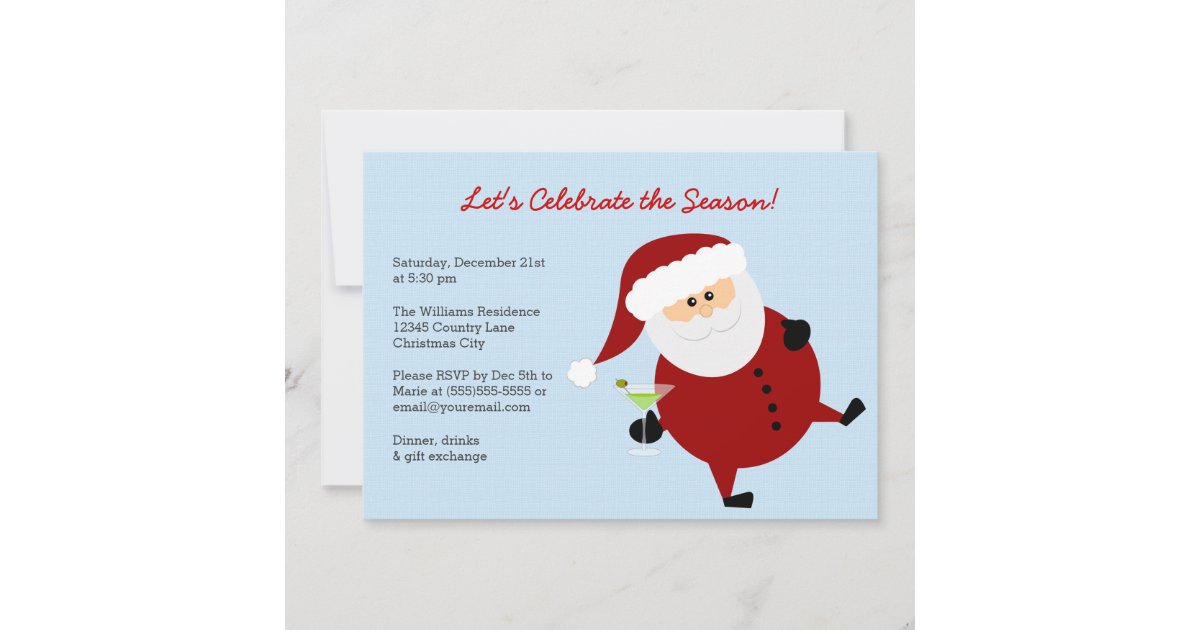 Tipsy Santa Claus Celebrate Christmas Party Invitation | Zazzle