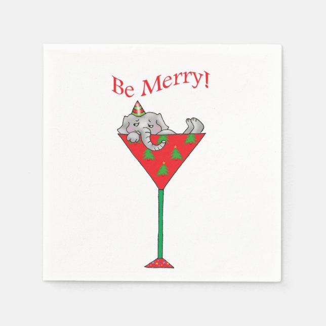 Tipsy-tini's Elephant Napkins (Front)