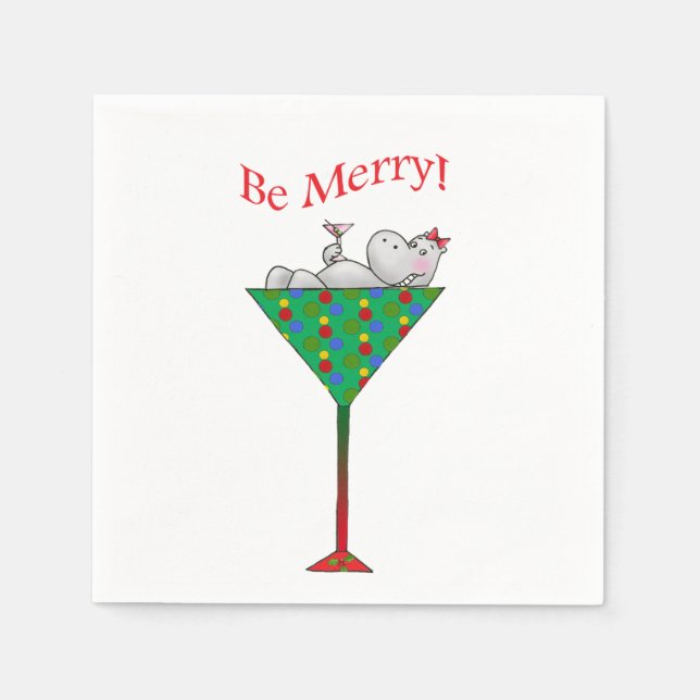 Tipsy-tini's Hippo Paper Napkins (Front)